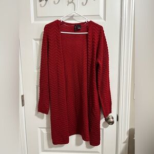 New Directions Red Chevron Cardigan